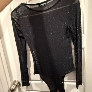 Black Glitter Mesh Bodysuit